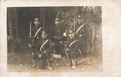 Fotokarte 1. WK Landsturm Soldaten mit Schulterklappe 19 in Posen