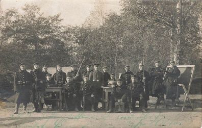 Fotokarte 1. WK Soldaten sächs Pickelhaube Infantrie-Regt. Leipzig in Bienitz