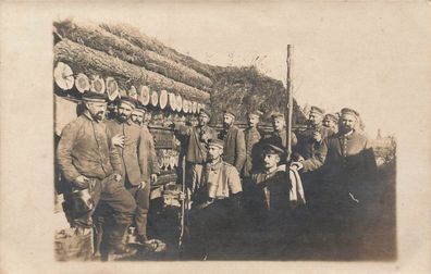 Fotokarte 1. WK Soldaten am Bunker Villa Sachsentreu Rußland