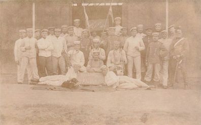 Foto AK 1. WK Gruppenfoto Soldaten Ulanen-Regiment Nr. 18 Leipzig in Zeithain