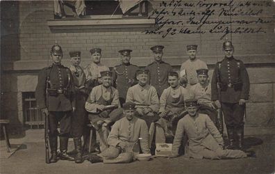 Fotokarte 1. WK Gruppenfoto Soldaten Infantrie-Regt. 134 Plauen Sachsen