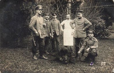 Foto 1. WK Soldaten nach der Wildschwein Jagd 1916