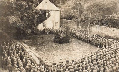 Fotokarte 1. WK Sturmsoldaten Feldgottesdienst mit Feldpfarrer Militärkapelle