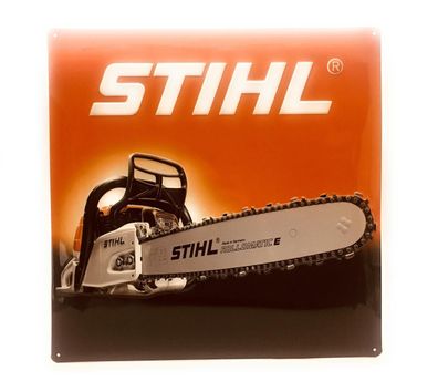 Stihl Blechschild Motorsäge 3D Optik 39,5 x 39,5 cm Werbeschild