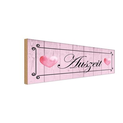 vianmo Holzschild 27x10cm Auszeit Herzen rosa Deko Geschenk