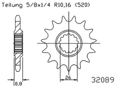 ESJOT Antriebsritzel "32089" 520 Stahl Racing, zum 17 Zähne, Supe