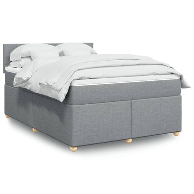 Boxspring Met Matras Stof Lichtgrijs 140 x 190 cm