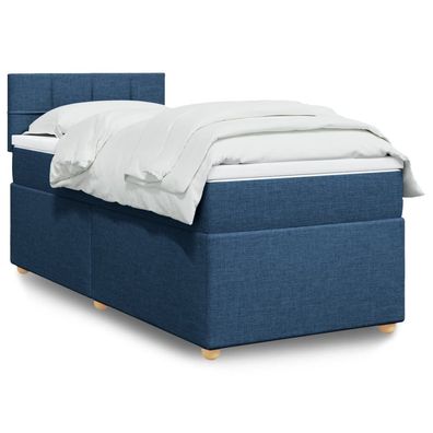 Boxspring Met Matras Stof Blauw 90 x 200 cm