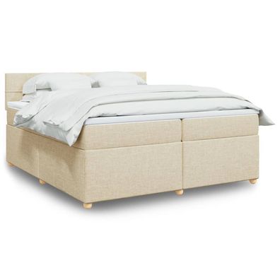 Boxspring Met Matras Stof Crème 200 x 200 cm