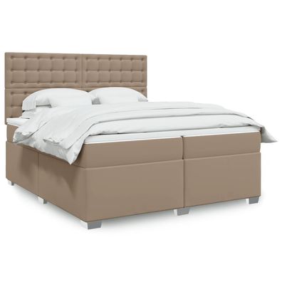 Boxspring Met Matras Kunstleer Kleurig Cappuccino 200 x 200 cm