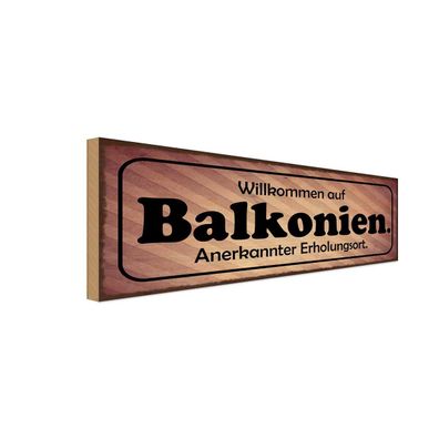 vianmo Holzschild 27x10cm Willkommen auf Balkonien Deko Geschenk