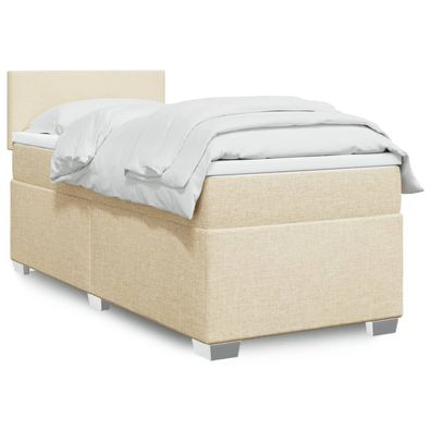 Boxspring Met Matras Stof Kleurig Crème 90 x 190 cm