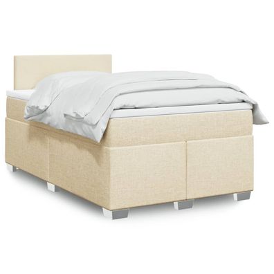 Boxspring Met Matras Stof Kleurig Crème 120 x 190 cm