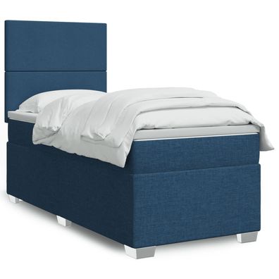 Boxspring Met Matras Stof Kleurig Blauw 90 x 190 cm