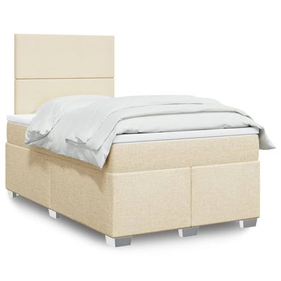 Boxspring Met Matras Stof Kleurig Crème 120 x 200 cm