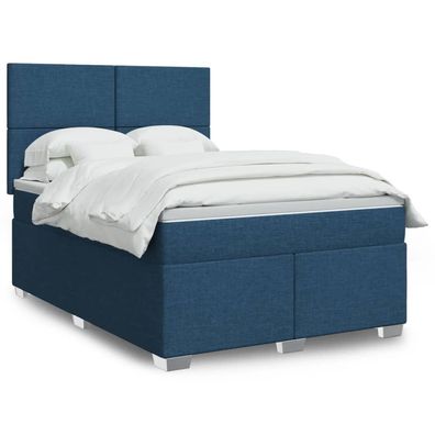 Boxspring Met Matras Stof Kleurig Blauw 160 x 200 cm