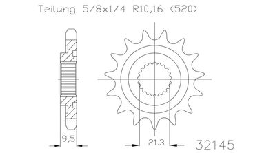 ESJOT Antriebsritzel "32145" 520, Stahl 13 Zähne