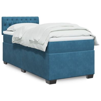 Boxspring Met Matras Fluweel Blauw 90 x 190 cm