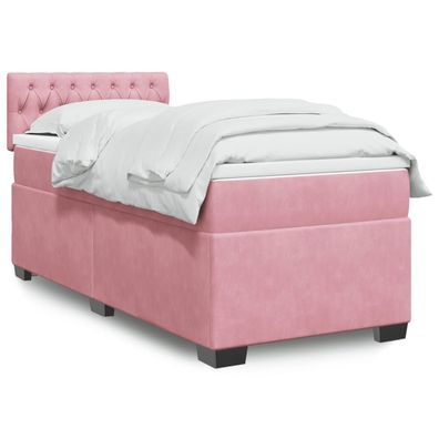 Boxspring Met Matras Fluweel Roze 90 x 190 cm