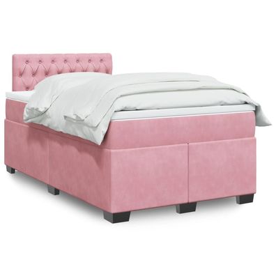 Boxspring Met Matras Fluweel Donker Roze 120 x 190 cm