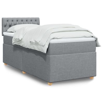 Boxspring Met Matras Stof Kleurig Lichtgrijs 90 x 190 cm