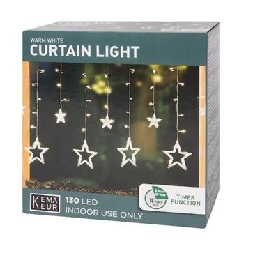 Lichtervorhang Lichterkette Gardienenbeleuchtung Weihnachten Lichter 130 LED Warm