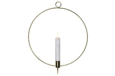 STAR Trading LED Echtwachskerze Flamme im Ring z. Stehen 28,5cm gold