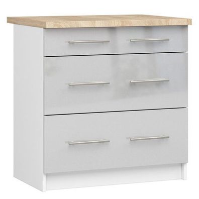 Küchenschrank AKORD OLIWIA modular S80 Weiß 80 cm Front Metallisch Glanz 80x85x46 cm