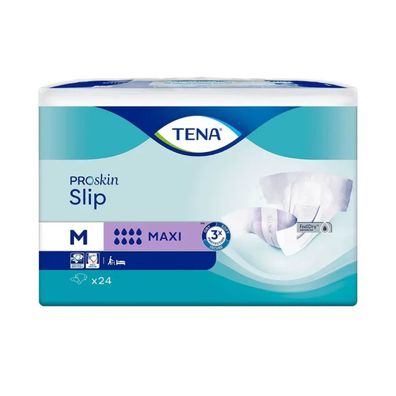 3x TENA Slip Maxi Inkontinenzvorlage mit Hüftbund Gr. M | Packung (24 Stück)