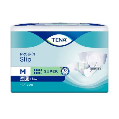 3x TENA Slip Super Inkontinenzvorlage mit Hüftbund Gr. M | Packung (28 Stück)