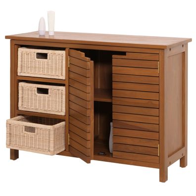 Teak-Waschbeckenunterschrank HWC-M84, Waschtisch Schrank, 76x100x40cm