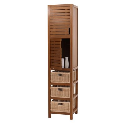 Teak-Hochschrank HWC-M84, B-Grade-Teak (Kernholz, 20-30 Jahre) 120x40x40cm