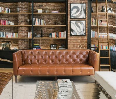 Männer Club Chesterfield Sofa Couch Leder Polster Dreisitzer Braun Jvmoebel ®