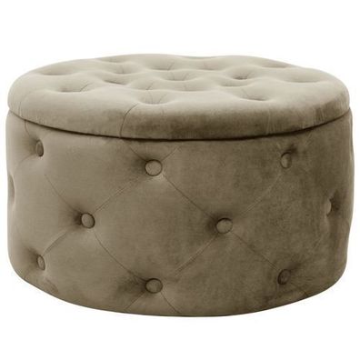 Pouf AKORD ALIA aus Samtstoff mit Stauraum in Beige Durchmesser 55 cm Höhe 30 cm