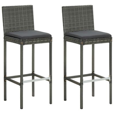 2er Set Garten-Barhocker aus Polyrattan 40 x 108 x 44 cm Grau