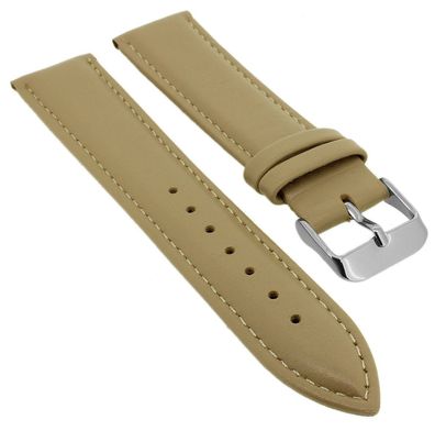 Minott | Uhrenarmband weiches Leder beige glatt | Band mit Naht