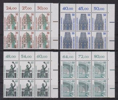 BRD 1987 postfrisch Sehenswürdigkeiten 6er Block Ecke oben rechts MiNr. 1339-1342