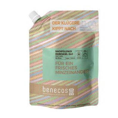 benecos 3x benecosBIO Nachfüllbeutel 1000 ml Duschgel 2in1 BIO-Minze Haut & Haar