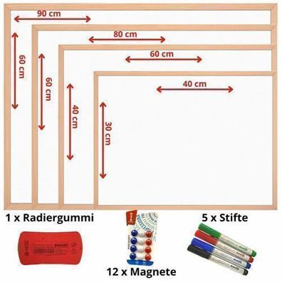 Wandtafel Magnettafel Whiteboard Schreibtafel Pinnwand mit Zubehör | 4 Größen