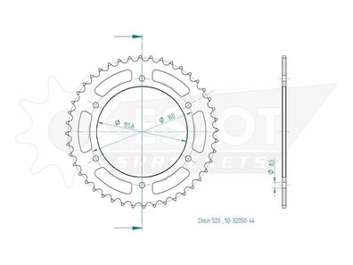 ESJOT Kettenrad "32050" 520, Stahl, schwarz 46 Zähne