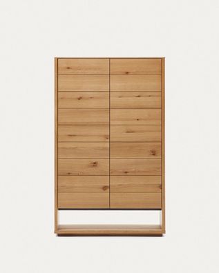 Highboard Alguema 100 x 163,5 x 40 cm Eichenfurnier Kommode Schrank Wohnzimmer