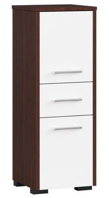 Stehender Badezimmerschrank AKORD FIN Wenge 30 cm Front Weiß B30 x H85 x T30 cm