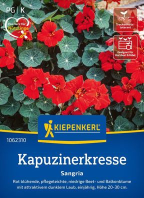 Kapuzinerkresse Sangria, pflegeleichte Beet und Balkonblume - niedrige Sorte