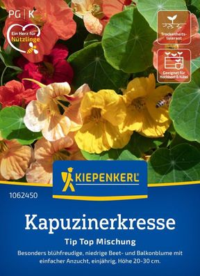 Kapuzinerkresse Tip-Top Mischung, blühfreudige, niedrige Beet- u Balkonblume