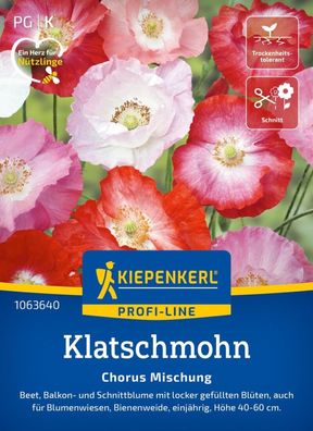 Klatschmohn Chorus Mischung, Beet-, Balkon- u Schnittblume - für Blumenwiese