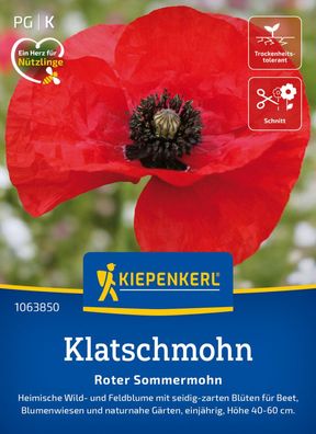 Klatschmohn, Heimische Wild- und Feldblume - für Beet, Blumenwiesen und