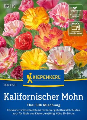 Kalifornischer Mohn Thai Silk Mix, Trockenheitsfeste Beetblume - auch für