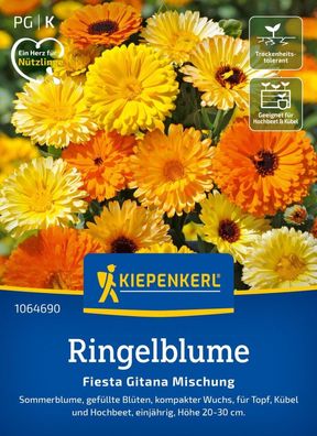 Ringelblume Fiesta Gitana Mischung, Sommerblume - kompakter Wuchs