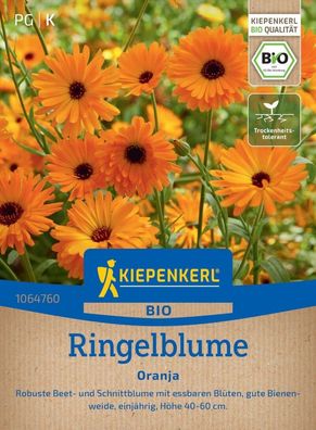 BIO Ringelblume Oranja, Robuste Beet- u Schnittblume - essbare Blüten - Höhe