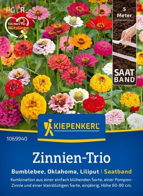 Zinnien-Trio Bumblebee, klahoma, iliput, Saatband , Nektarspendende Sorten